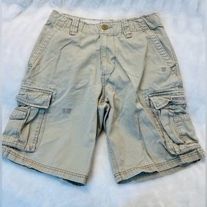 Aeropostale men’s cargo khaki shorts zip fly interior drawstring cord size 31